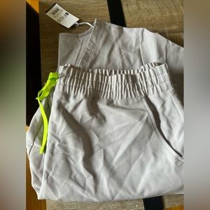 Figs Light Gray Scrub Pants with Neon Accents